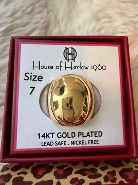 House of Harlow 1960 size 7 Gold Plated Dome Statement Ring